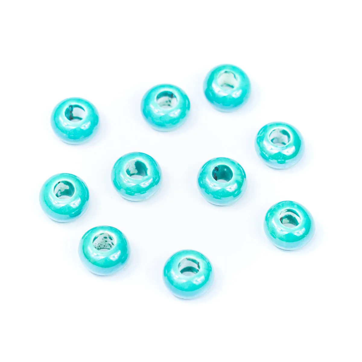 10pcs colourful and shiny ceramic beads, 5 different colours for 5mm cord D-5-5-261