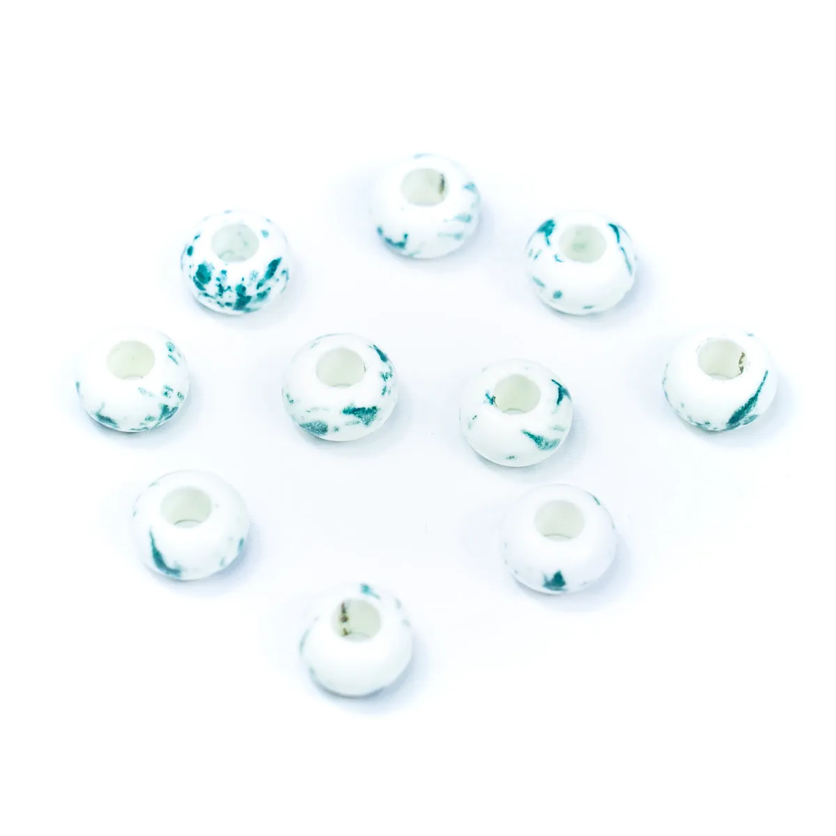 10pcs colourful and shiny ceramic beads, 5 different colours for 5mm cord D-5-5-261