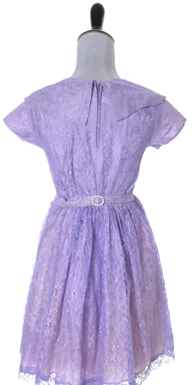 1950s Purple Lace Vintage Girls Party Dress