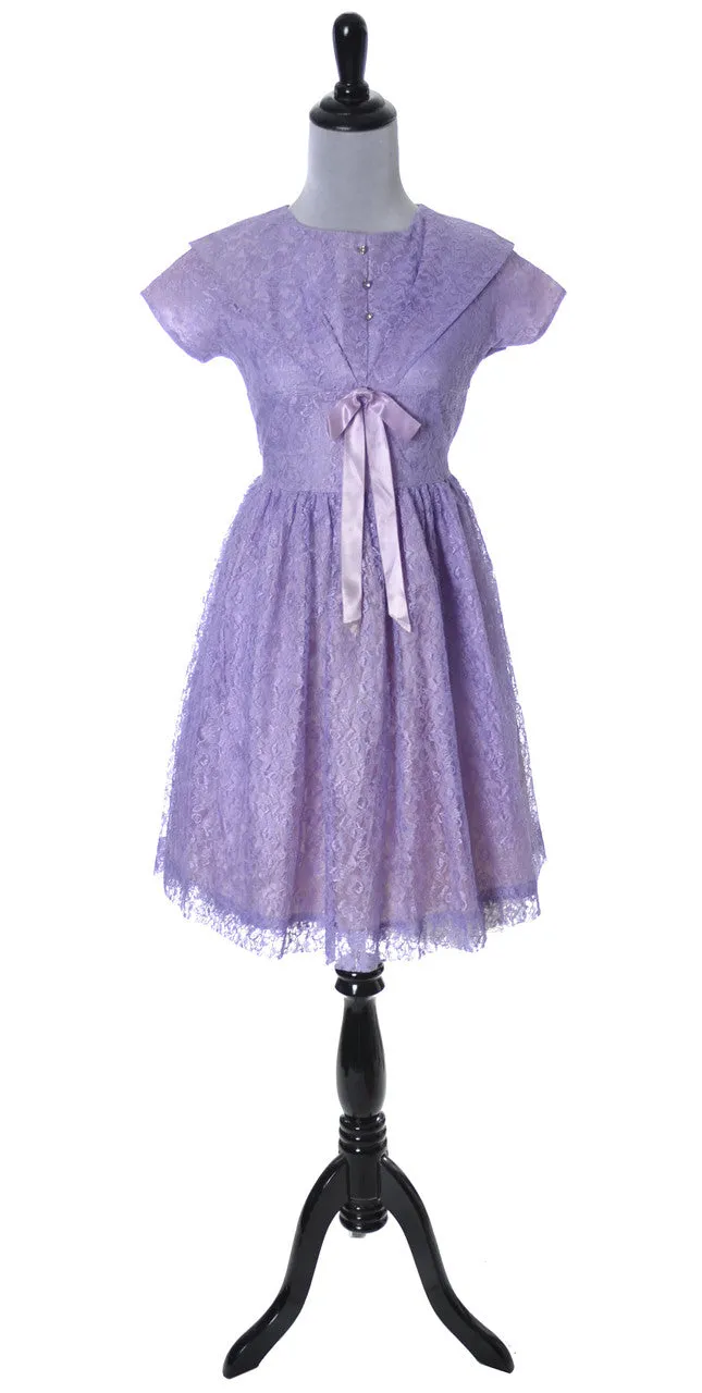 1950s Purple Lace Vintage Girls Party Dress