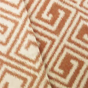 2 YD PC -- Designer Orange/Beige San Greek Key Ikat Decorating Fabric