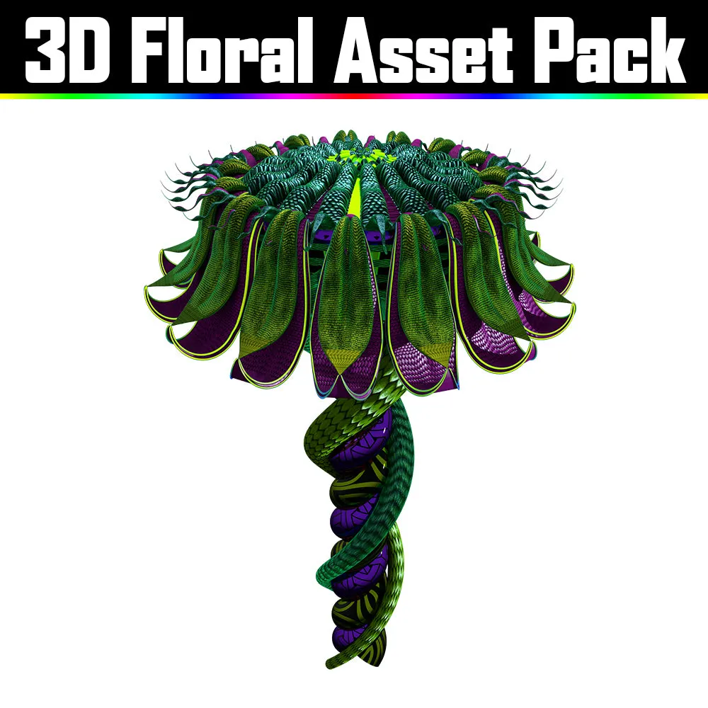 3D Floral Asset Pack - Psychedelic Art Graphic Assets