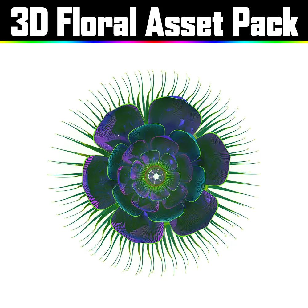 3D Floral Asset Pack - Psychedelic Art Graphic Assets