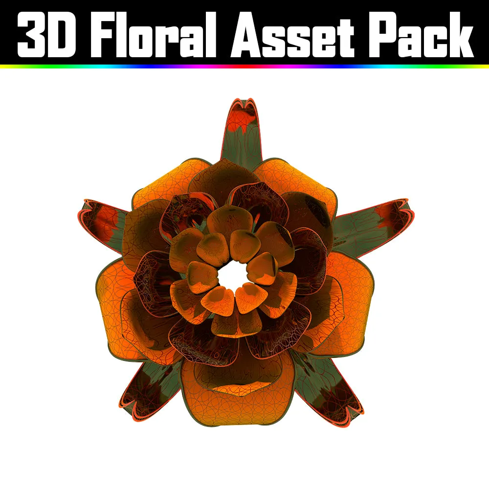 3D Floral Asset Pack - Psychedelic Art Graphic Assets