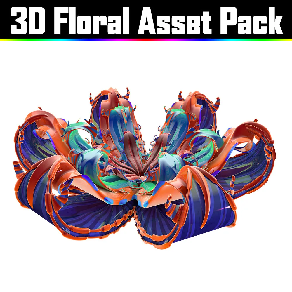 3D Floral Asset Pack - Psychedelic Art Graphic Assets