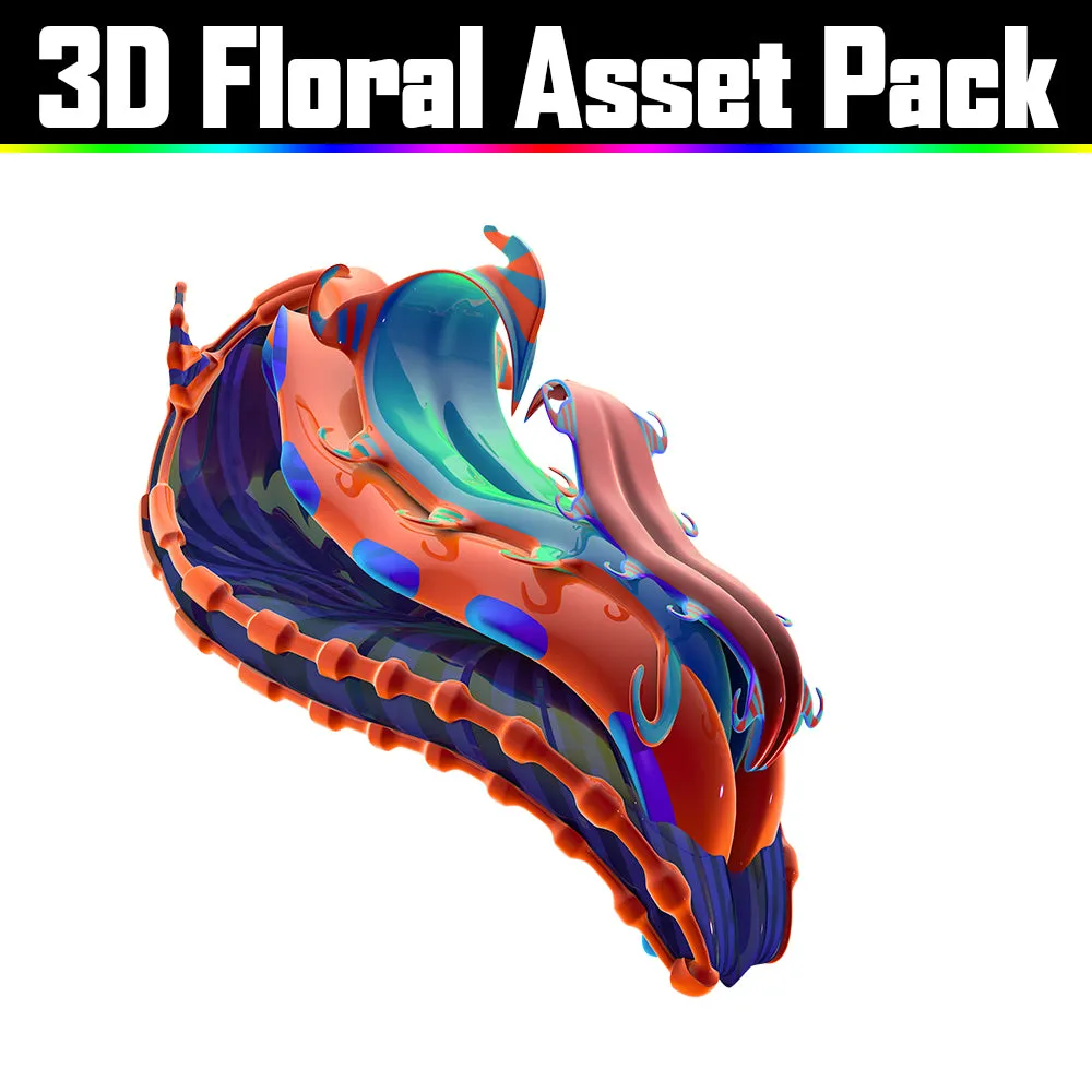 3D Floral Asset Pack - Psychedelic Art Graphic Assets