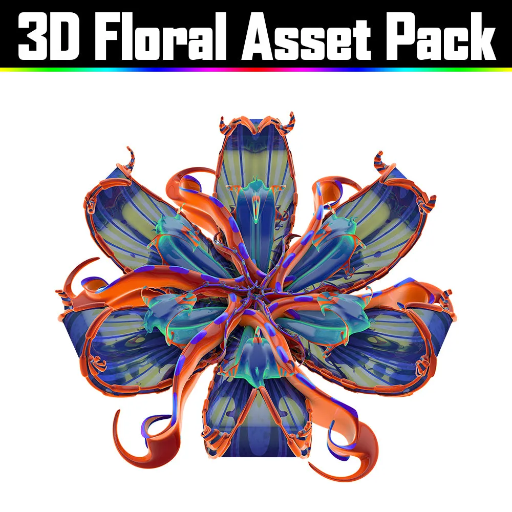 3D Floral Asset Pack - Psychedelic Art Graphic Assets