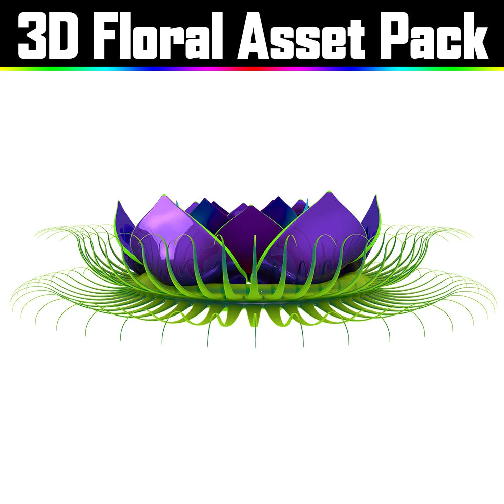 3D Floral Asset Pack - Psychedelic Art Graphic Assets