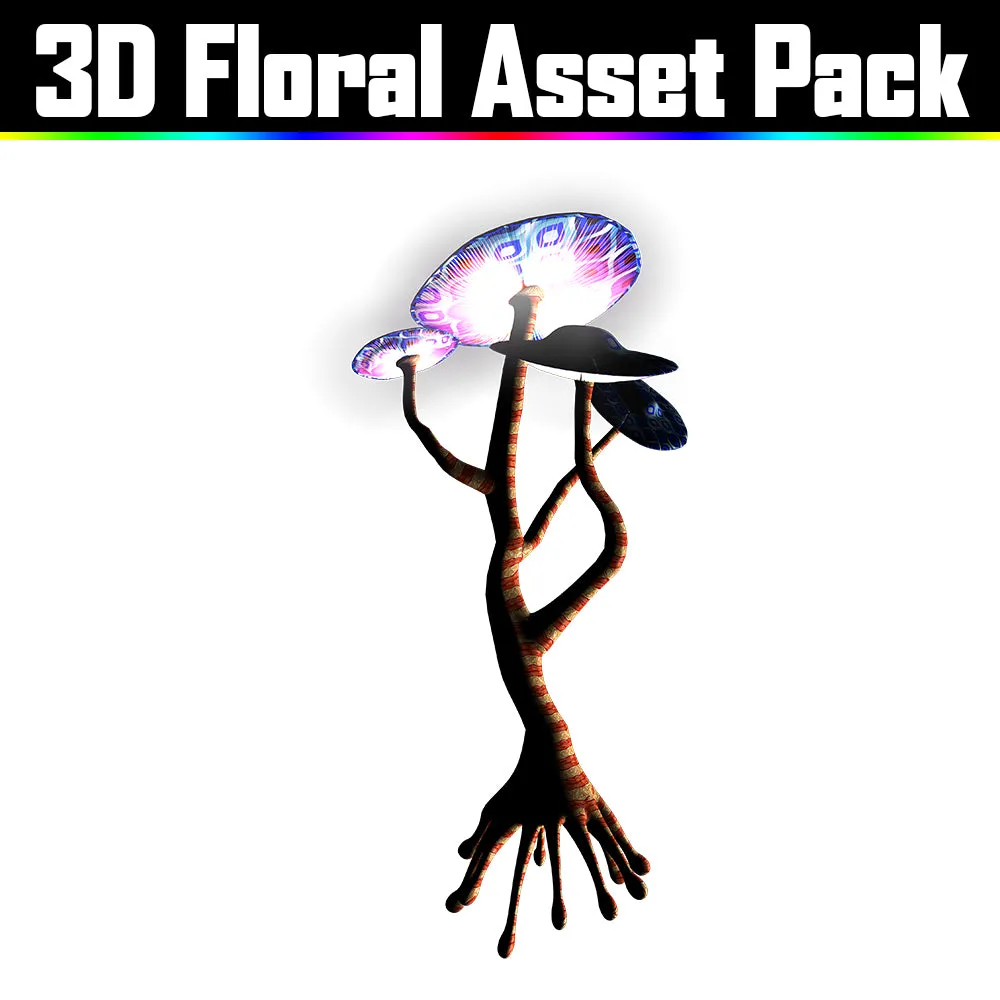 3D Floral Asset Pack - Psychedelic Art Graphic Assets