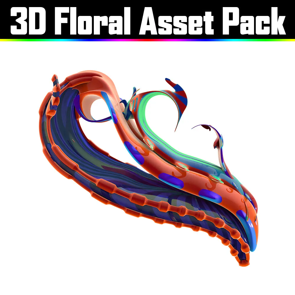 3D Floral Asset Pack - Psychedelic Art Graphic Assets