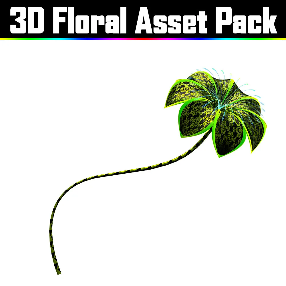 3D Floral Asset Pack - Psychedelic Art Graphic Assets