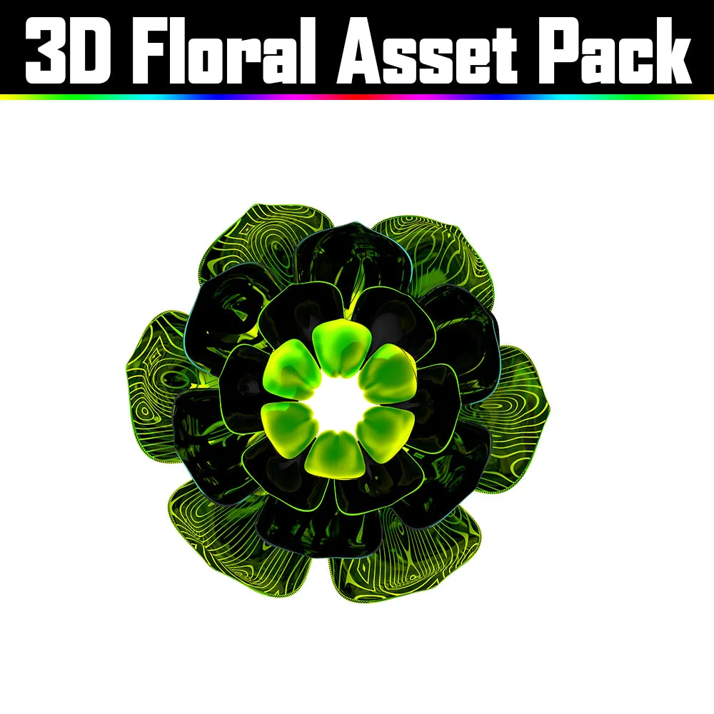 3D Floral Asset Pack - Psychedelic Art Graphic Assets