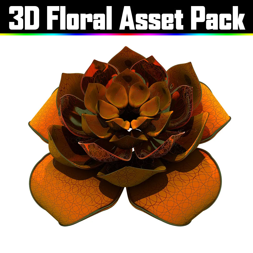 3D Floral Asset Pack - Psychedelic Art Graphic Assets