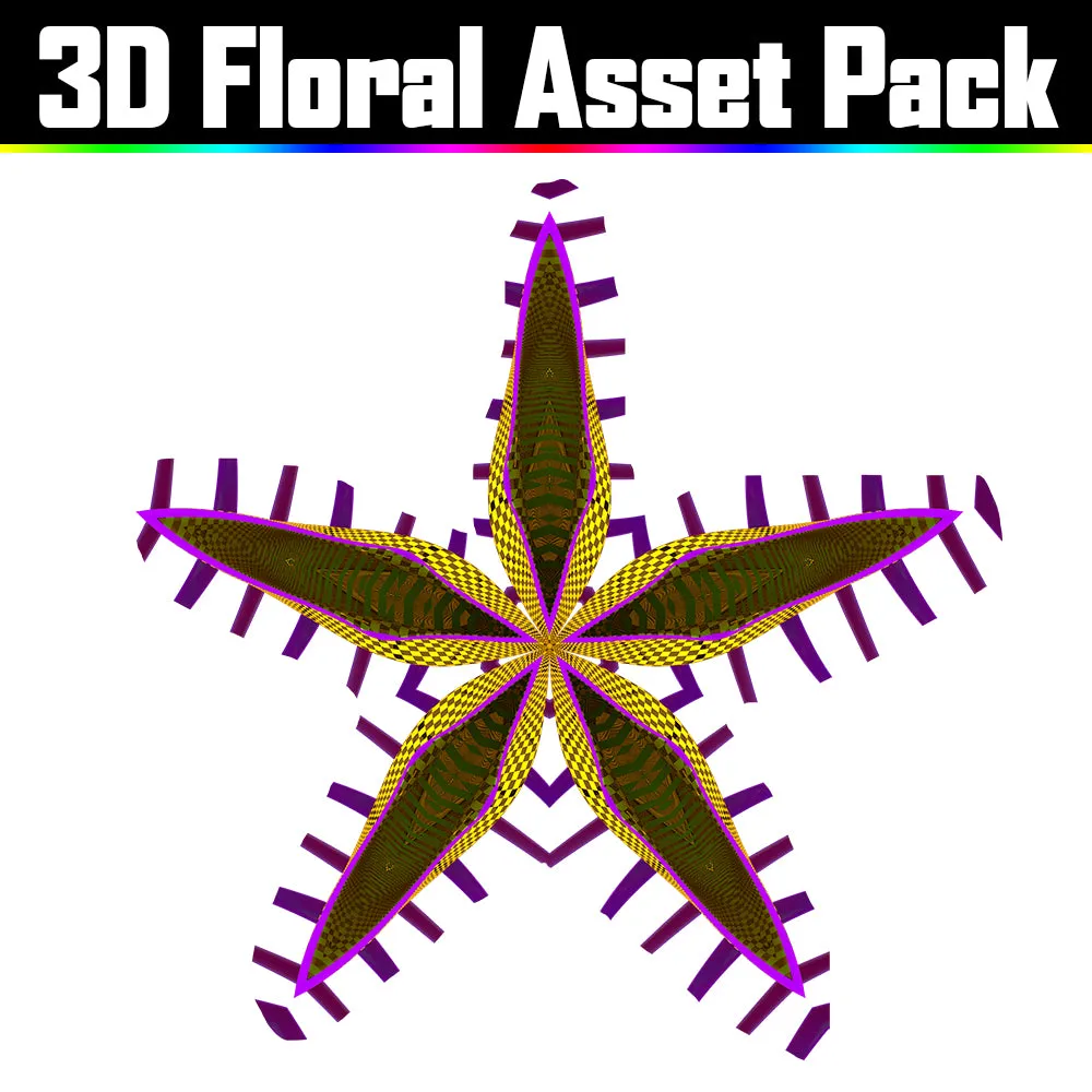 3D Floral Asset Pack - Psychedelic Art Graphic Assets