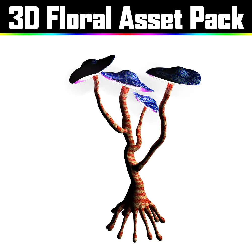 3D Floral Asset Pack - Psychedelic Art Graphic Assets