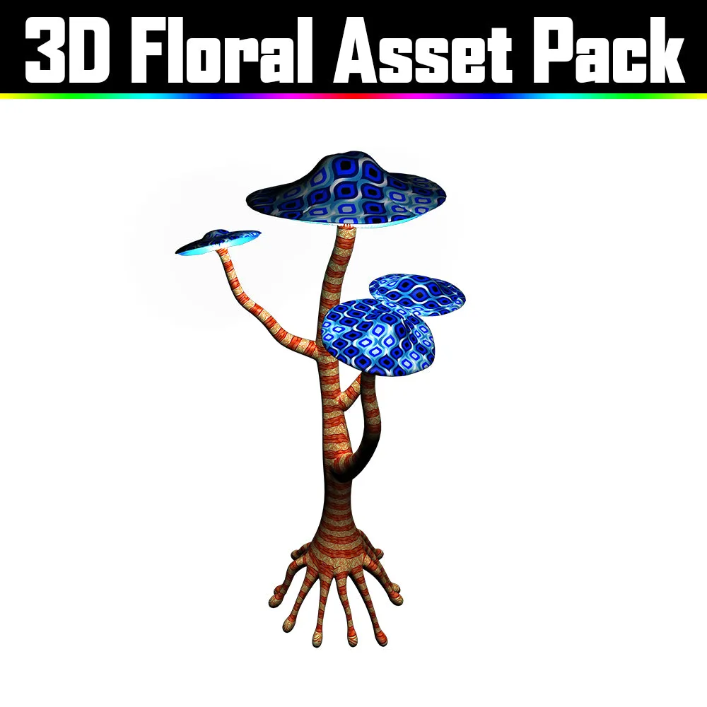 3D Floral Asset Pack - Psychedelic Art Graphic Assets