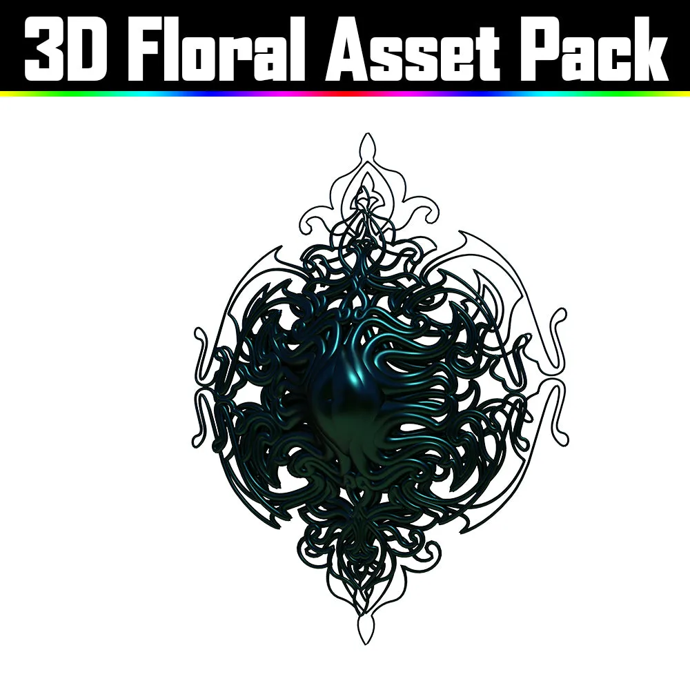 3D Floral Asset Pack - Psychedelic Art Graphic Assets