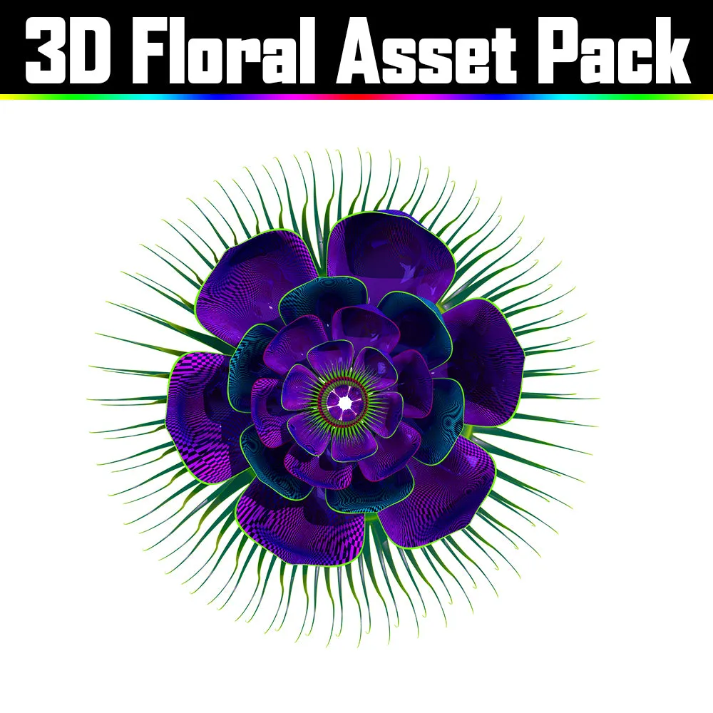 3D Floral Asset Pack - Psychedelic Art Graphic Assets