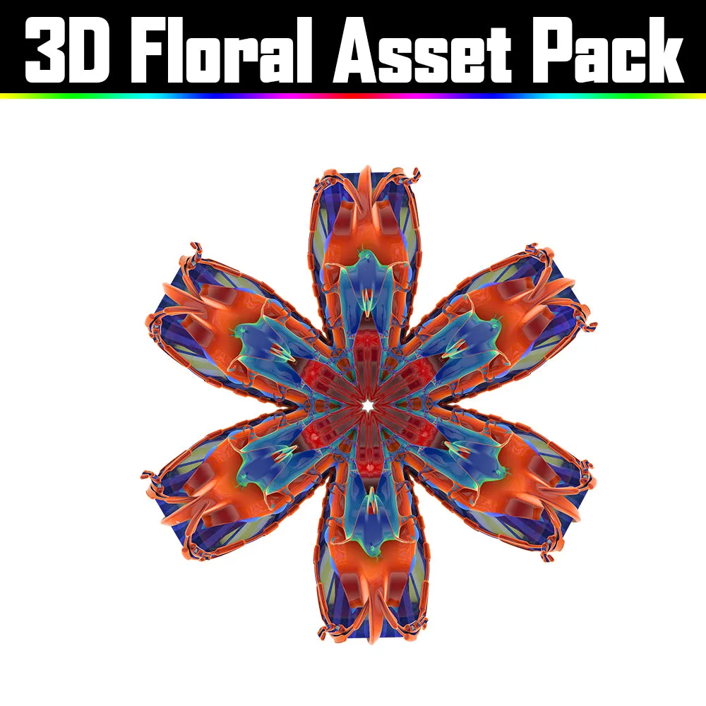 3D Floral Asset Pack - Psychedelic Art Graphic Assets