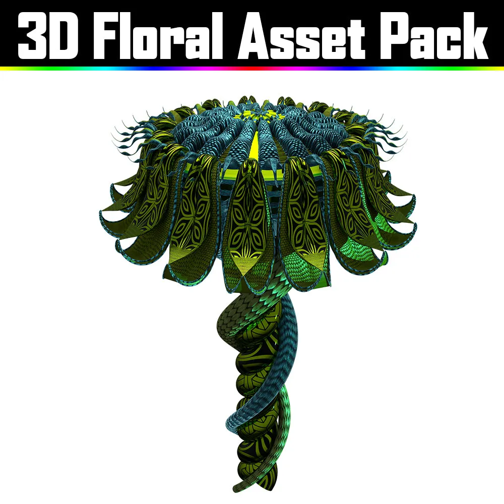 3D Floral Asset Pack - Psychedelic Art Graphic Assets