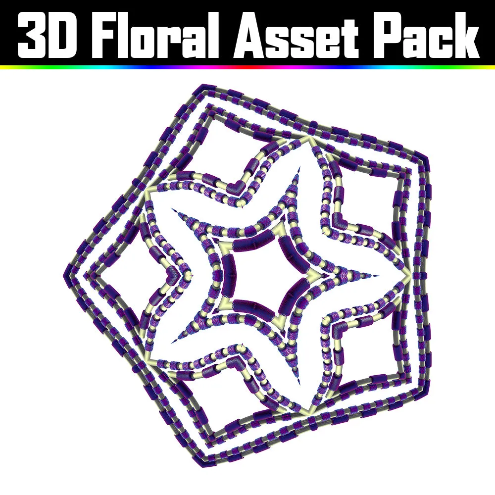 3D Floral Asset Pack - Psychedelic Art Graphic Assets