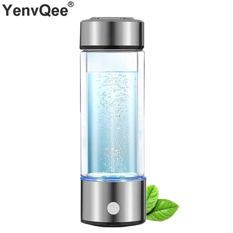 420ML Portable Electrolysis Hydrogen Generator Water Filter Bottle Glass