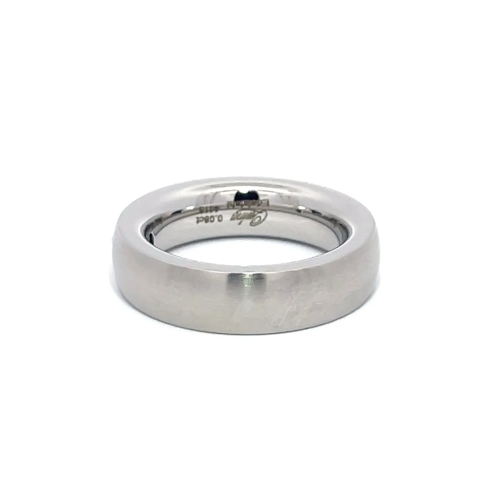 6mm Stainless Steel Flush Set Single Diamond Ring - Size O