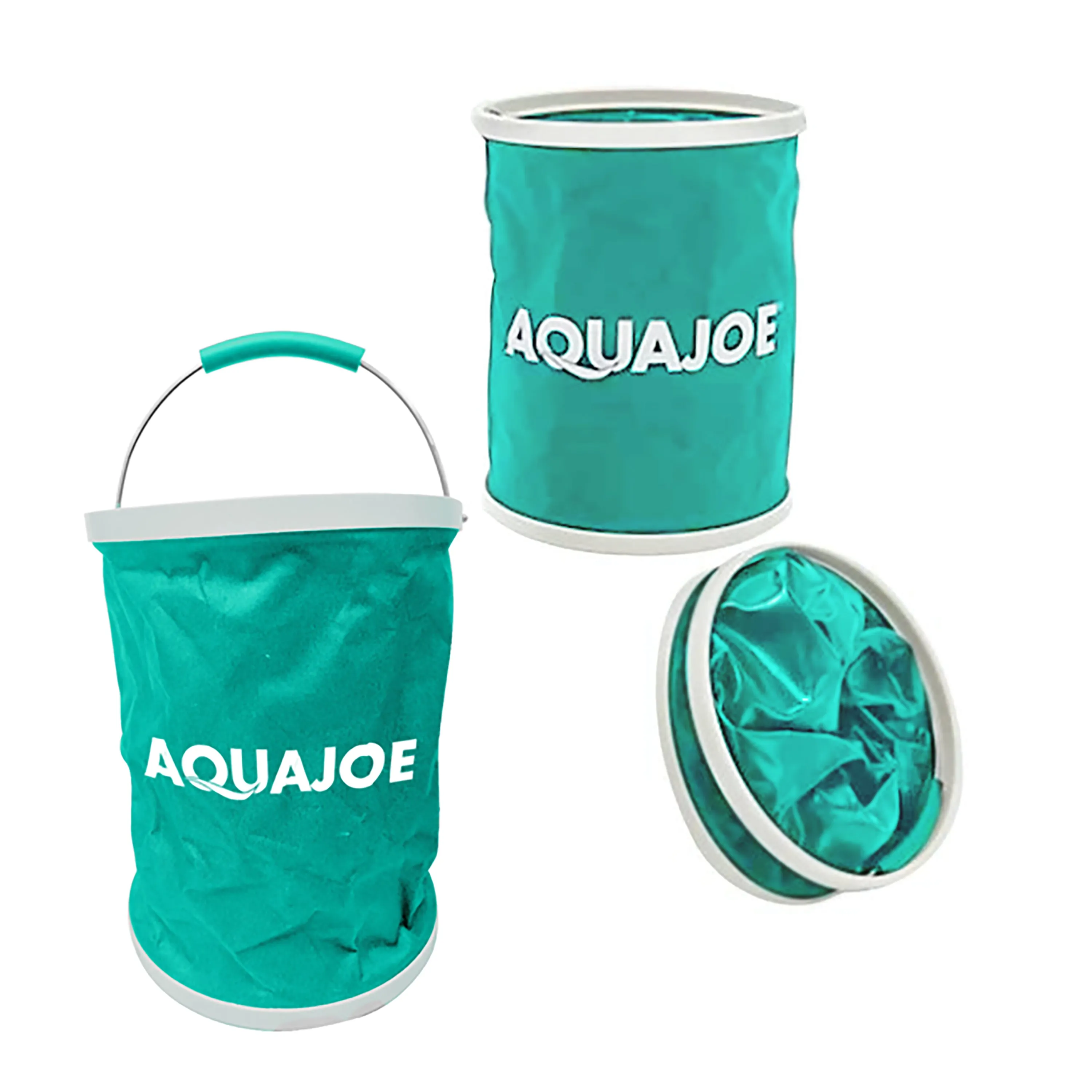 Aqua Joe AJ-FB3-TRQ Portable Folding Buckets | Set of 3 | 3.4 Gallon (Turquoise)