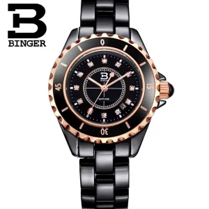 Binger Swiss Quartz Luxury Women Ceramic Watch B 8008