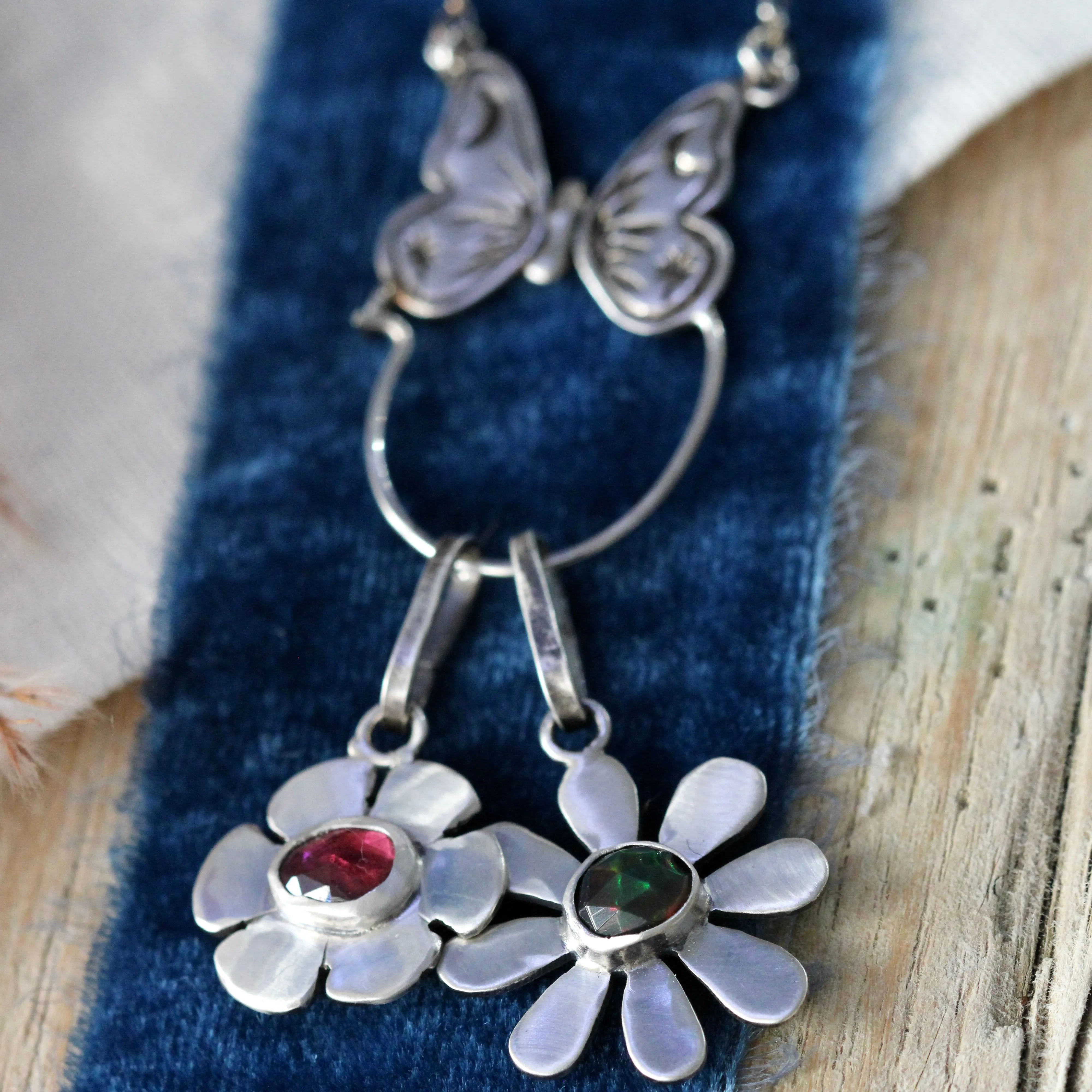 Black Opal Sterling silver Daisy Flower charm