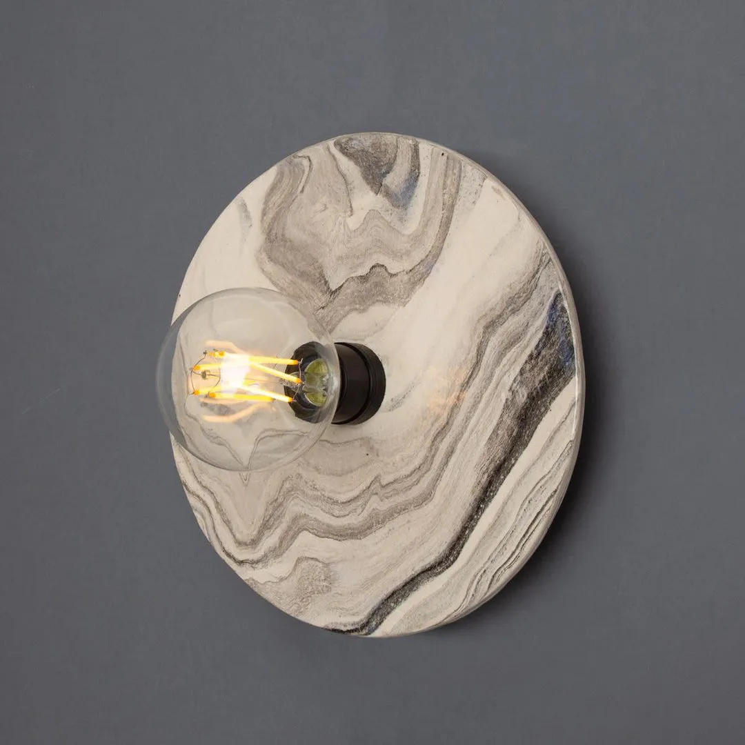 Bog Oak Marbled Disc Wall Light - Mullan Lighting