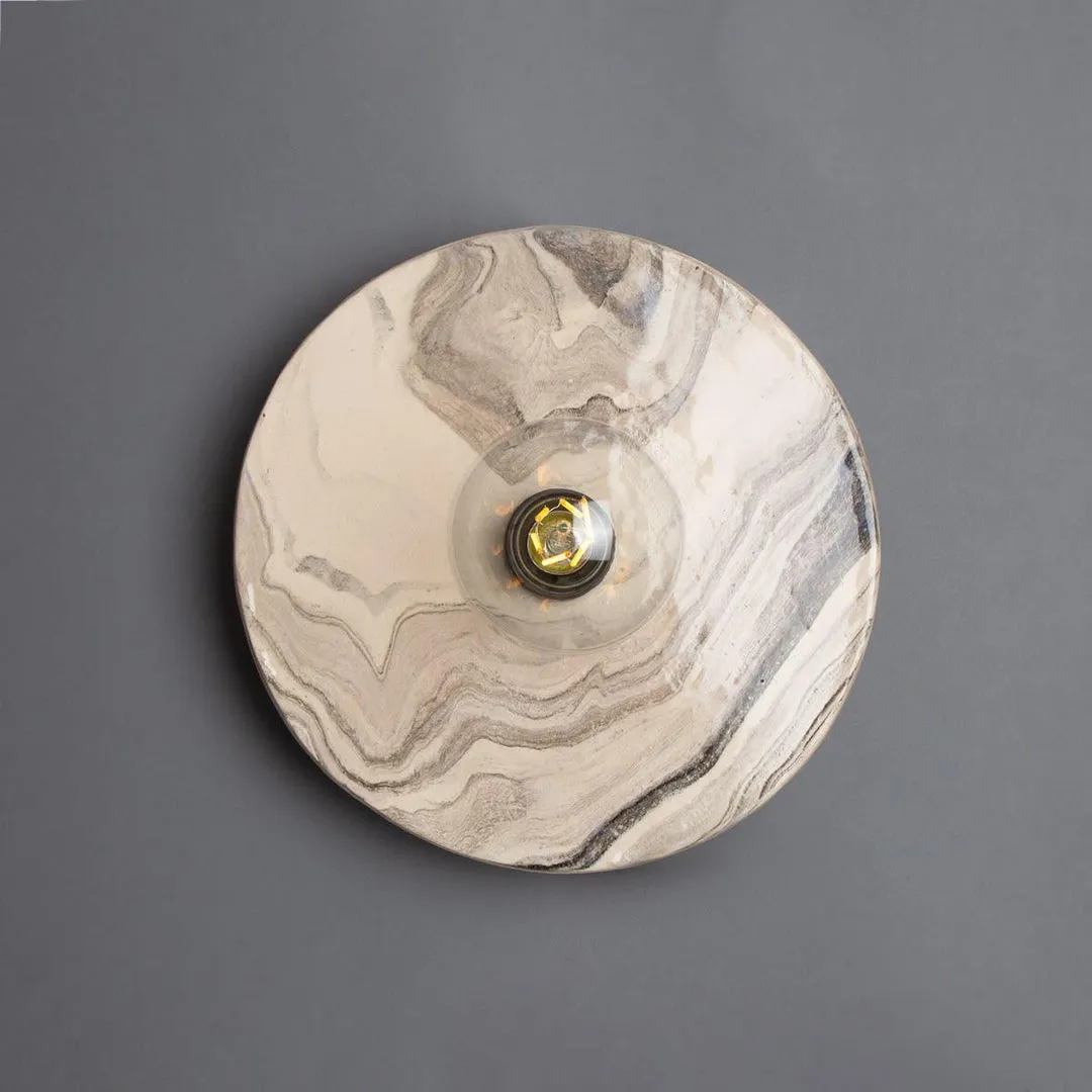 Bog Oak Marbled Disc Wall Light - Mullan Lighting