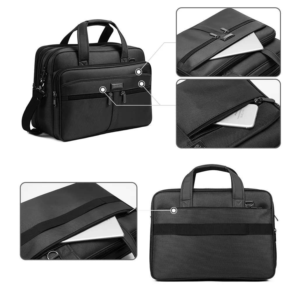 BOSTANTEN Laptop Bags 17 inch Briefcase for Men Nylon Water-resistant Large Business Travel Bag Black