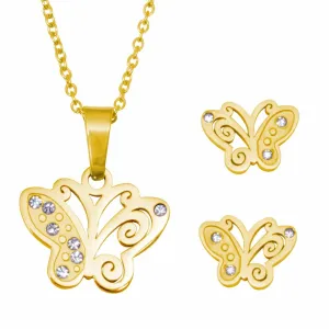 Butterfly Earrings and Necklace Set