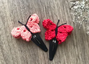 Butterfly Snap Clips -Combo - Set of 2(Peach/Red