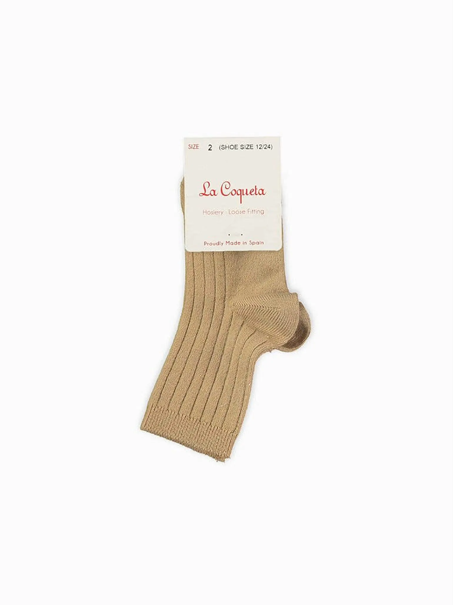 Camel Ribbed Short Kids Socks