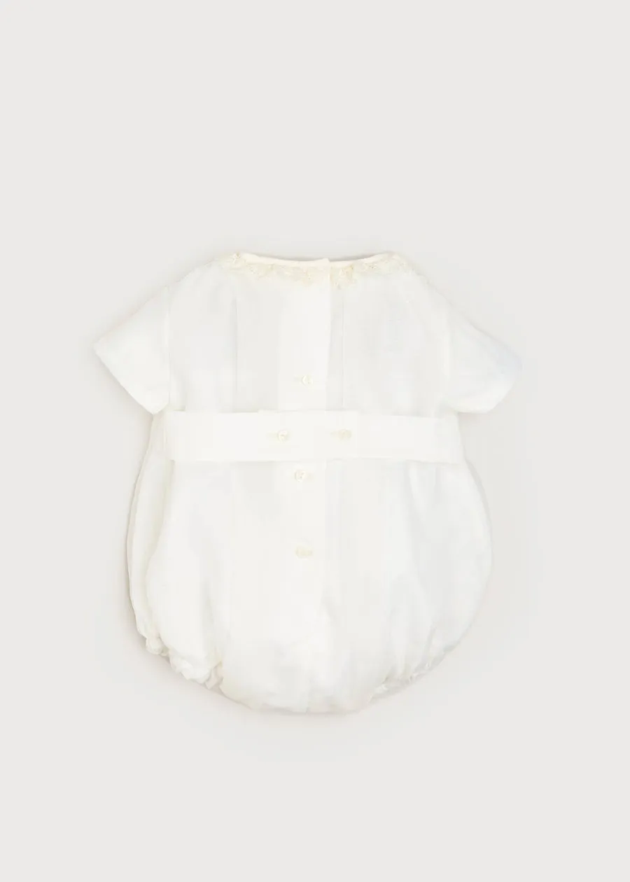 Cap Sleeve Lace Detail Romper in Ivory (3mths-2yrs)