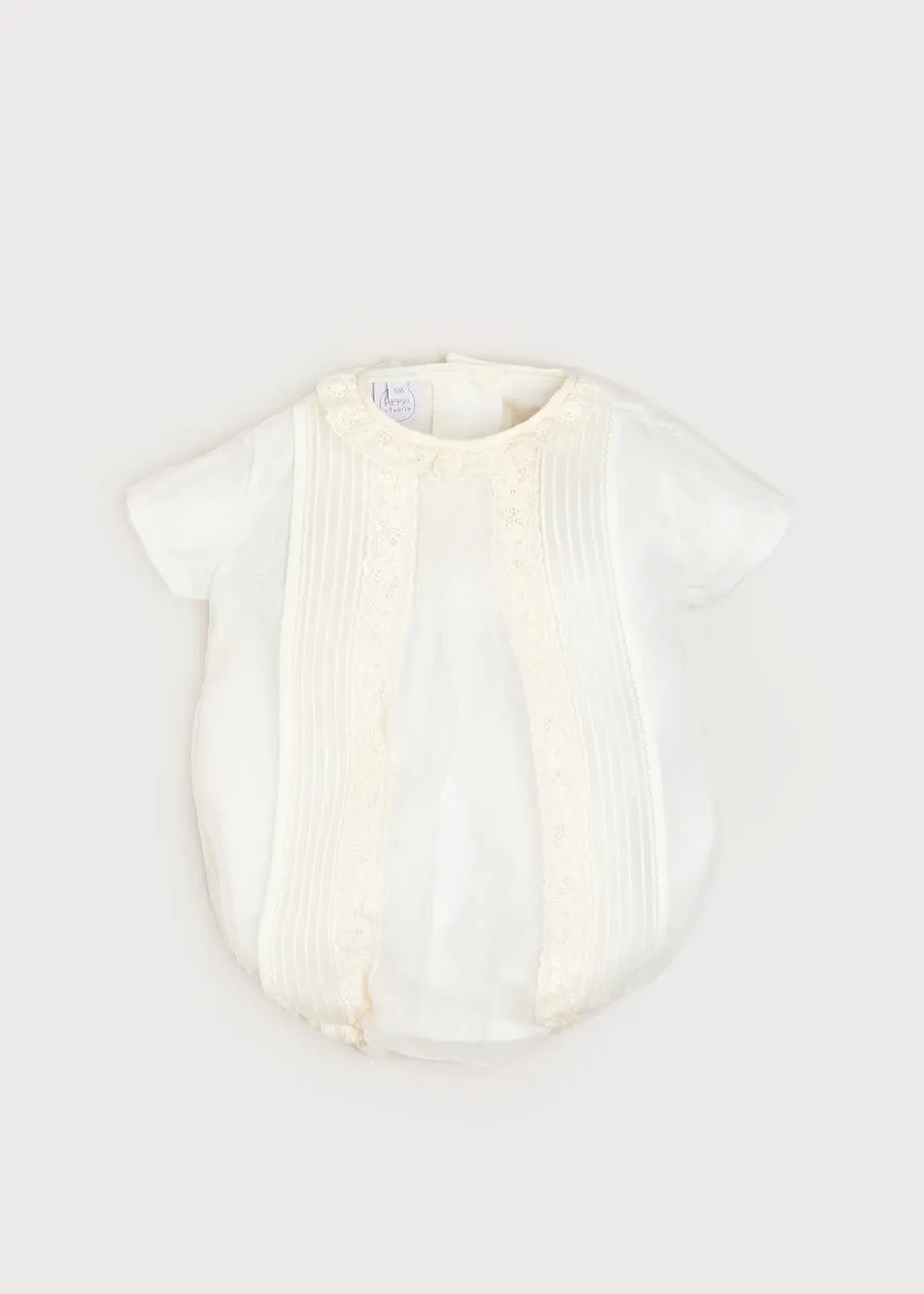 Cap Sleeve Lace Detail Romper in Ivory (3mths-2yrs)