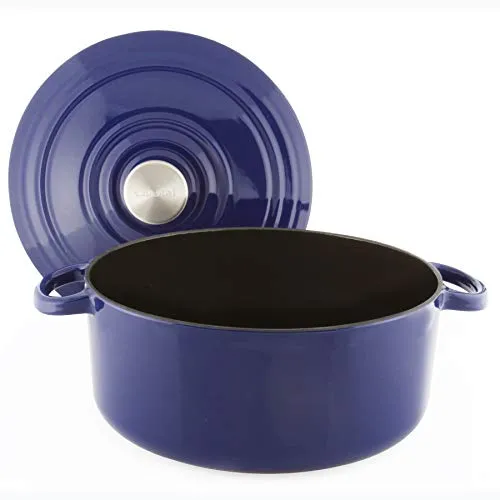 Chantal Enameled Cast Iron Cookware, 7 quart Dutch Oven, Cobalt Blue