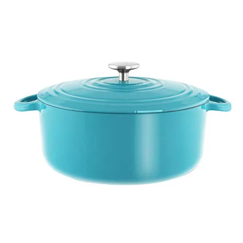 Chantal Enameled Cast Iron Cookware, 7 quart Dutch Oven, Sea Blue