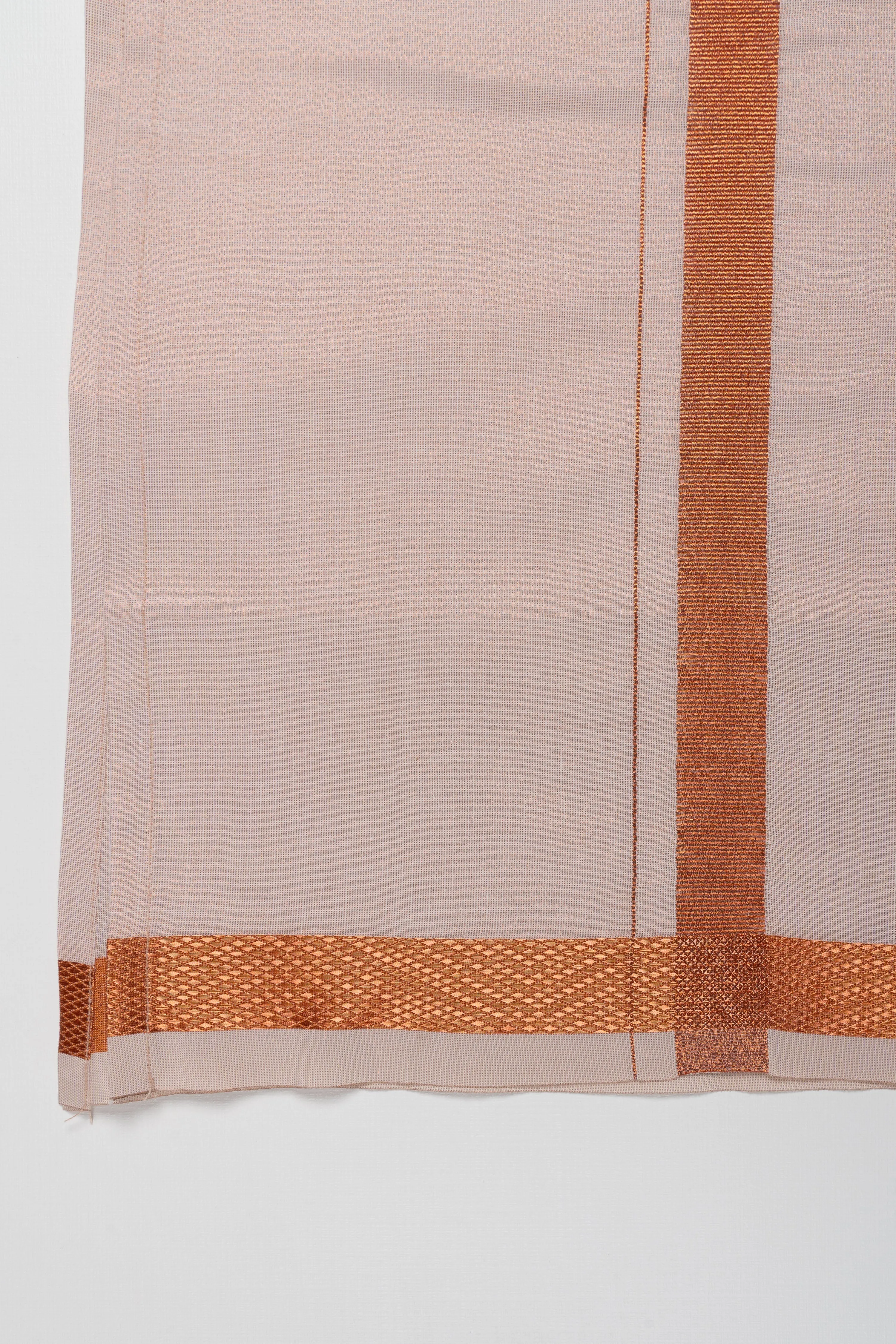 Chic Natural Linen Boys Dhoti with Copper Striped Accents