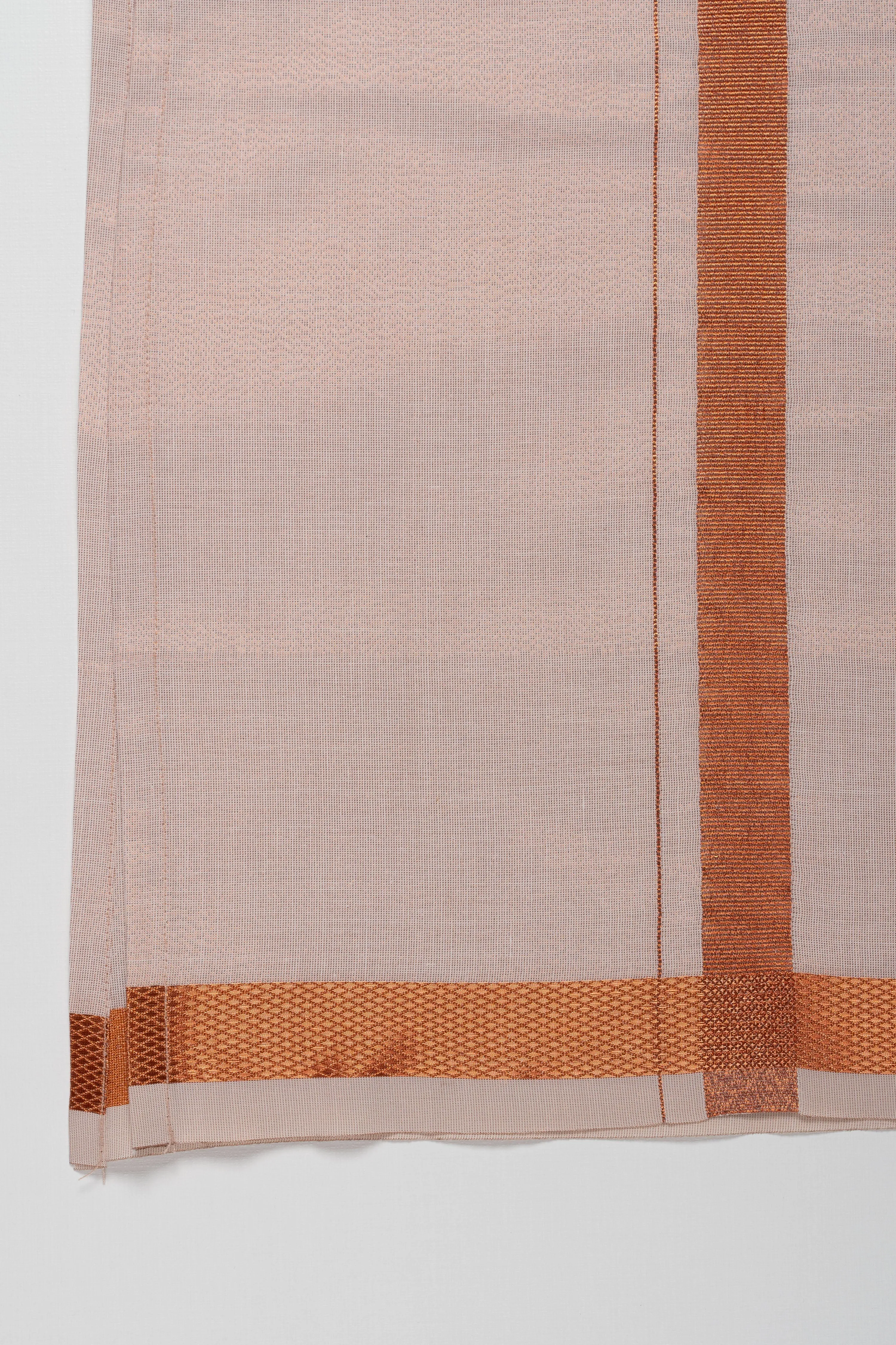 Chic Natural Linen Boys Dhoti with Copper Striped Accents