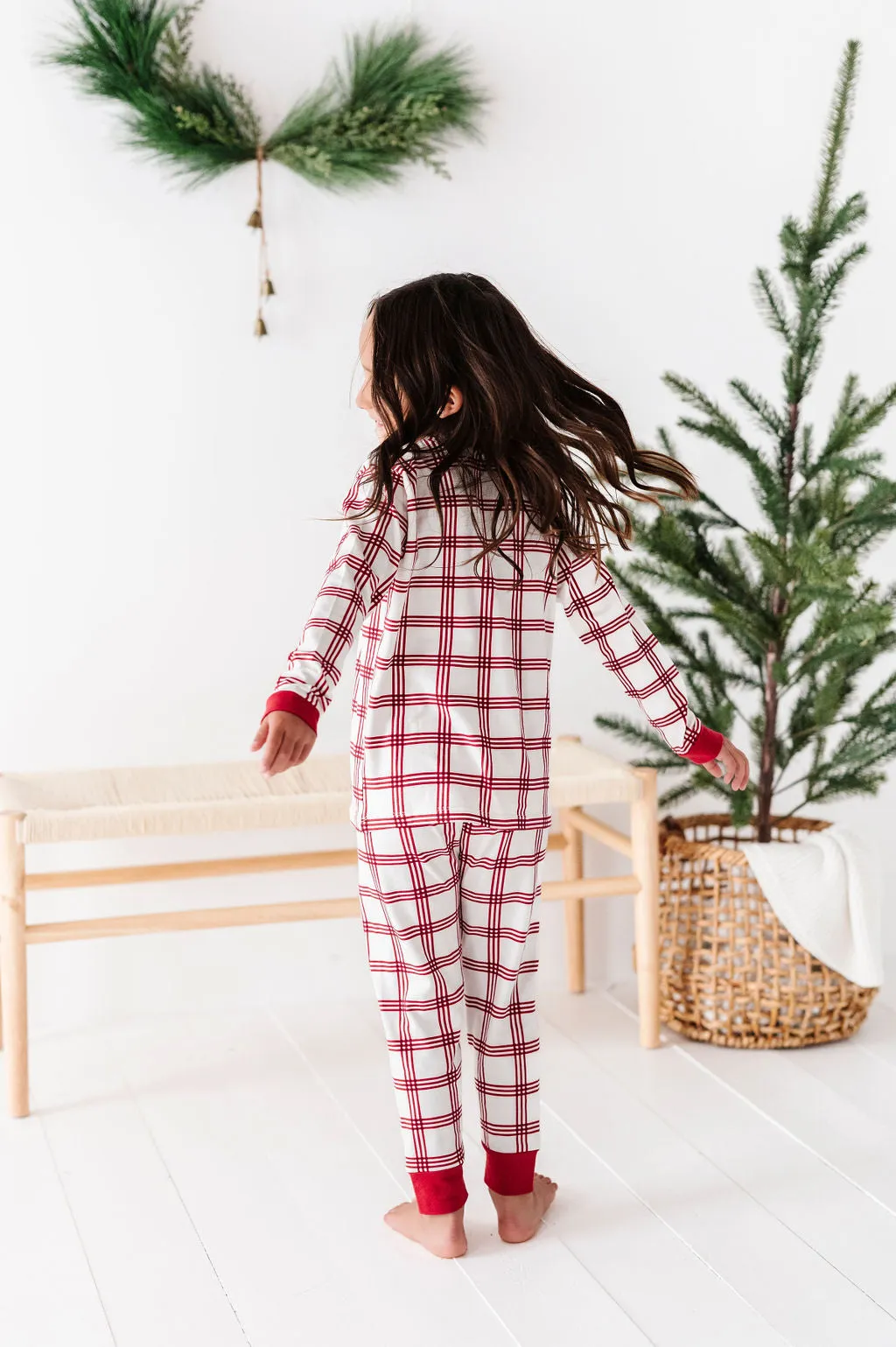 Children's Candy Cane Plaid Pajama Set