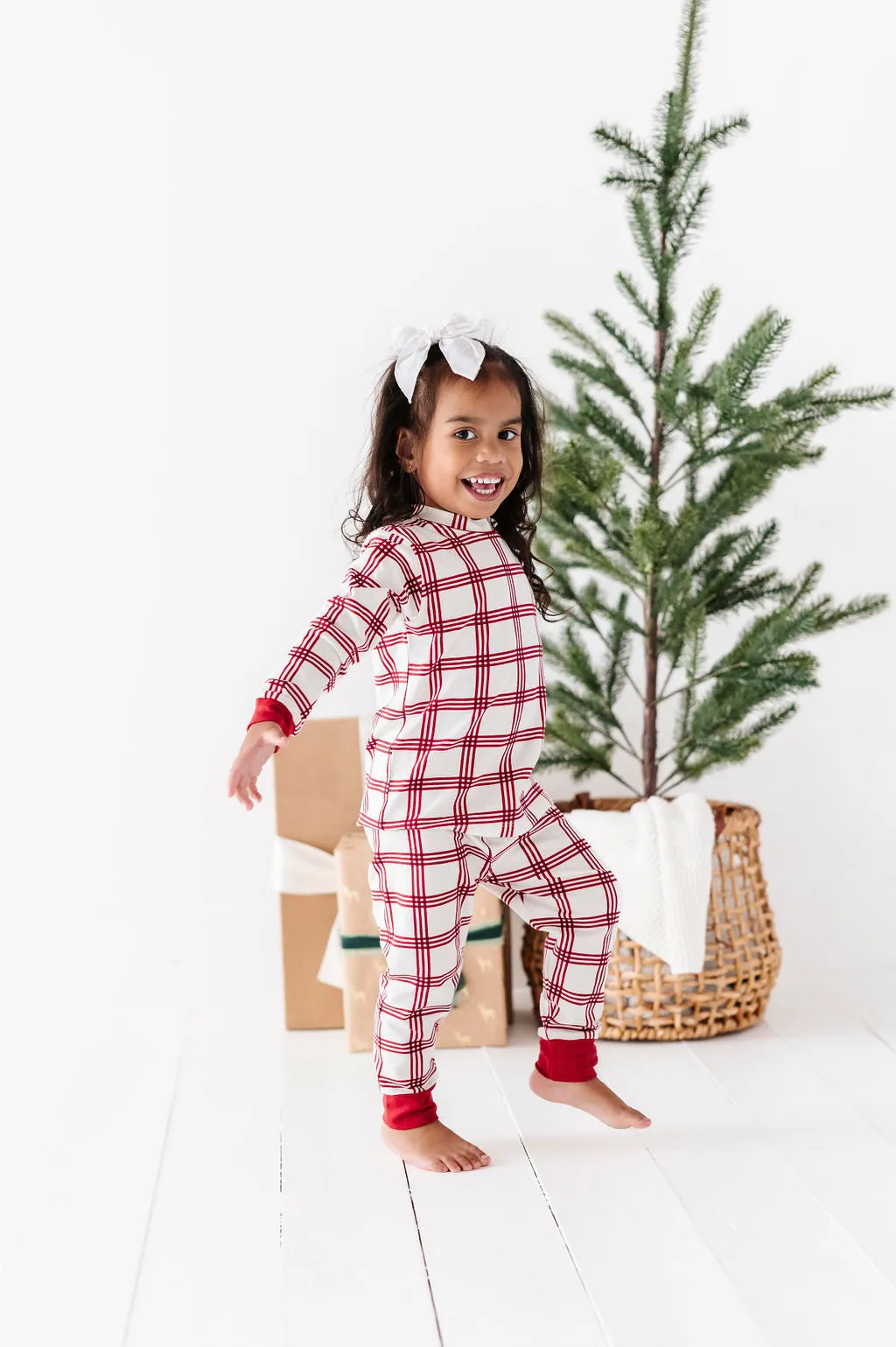 Children's Candy Cane Plaid Pajama Set