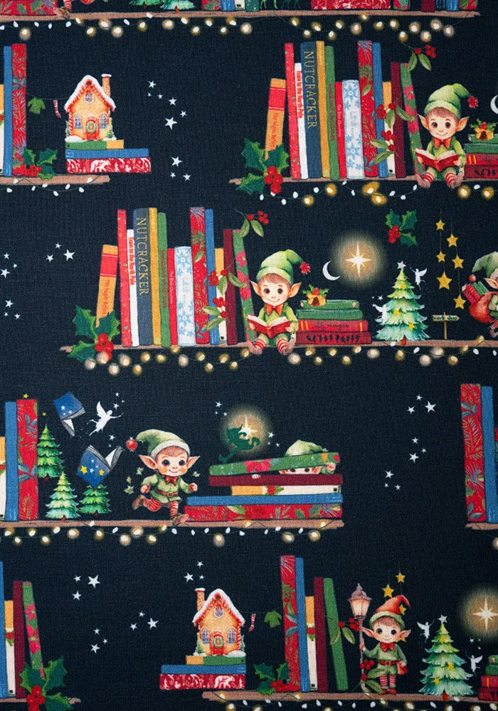 Children's Elf Bookshelf Print Dress (Cheery)