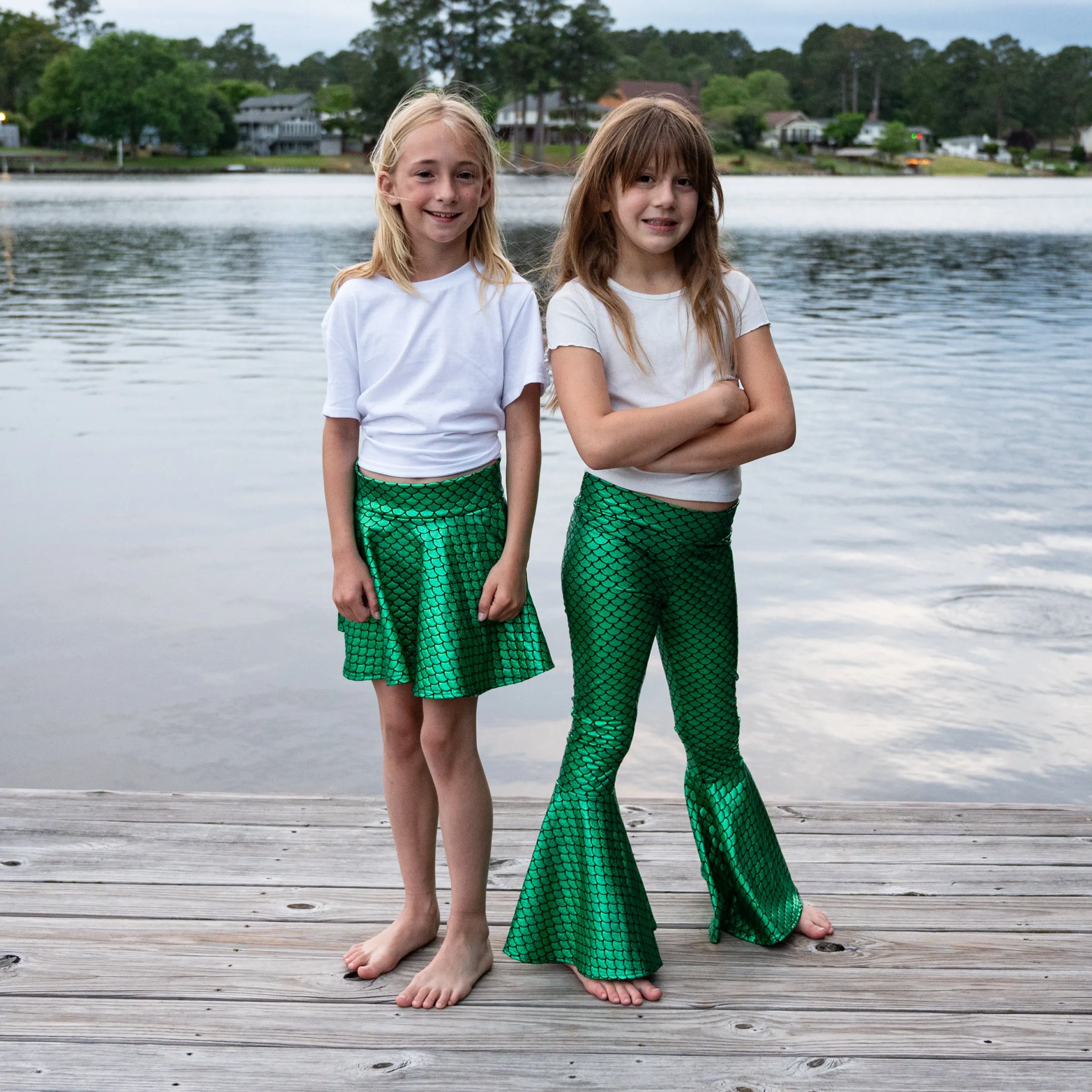 Children's Green Mermaid Scales Bell Bottoms