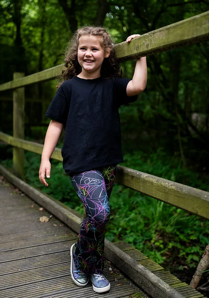 Children's Multicoloured Web Print Flare Leggings