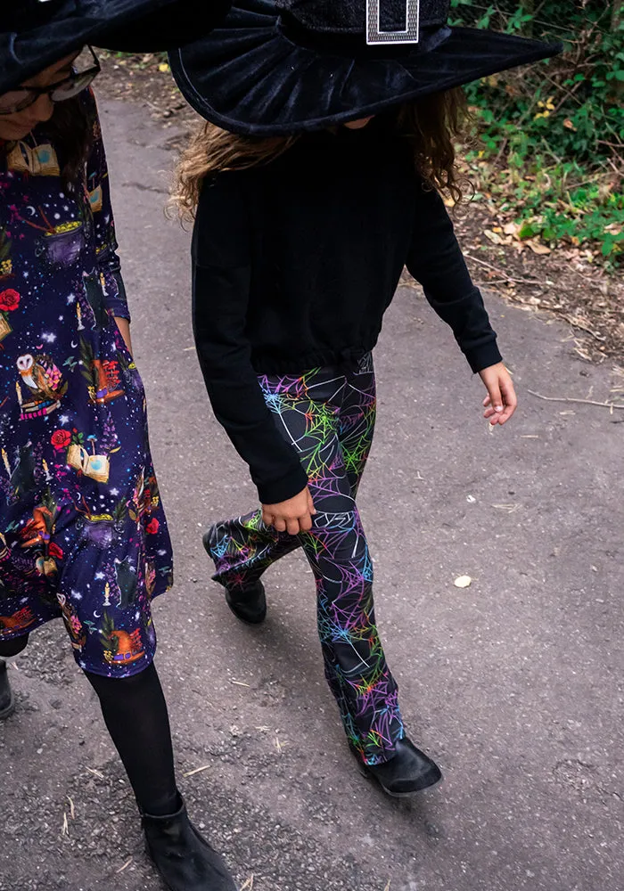 Children's Multicoloured Web Print Flare Leggings