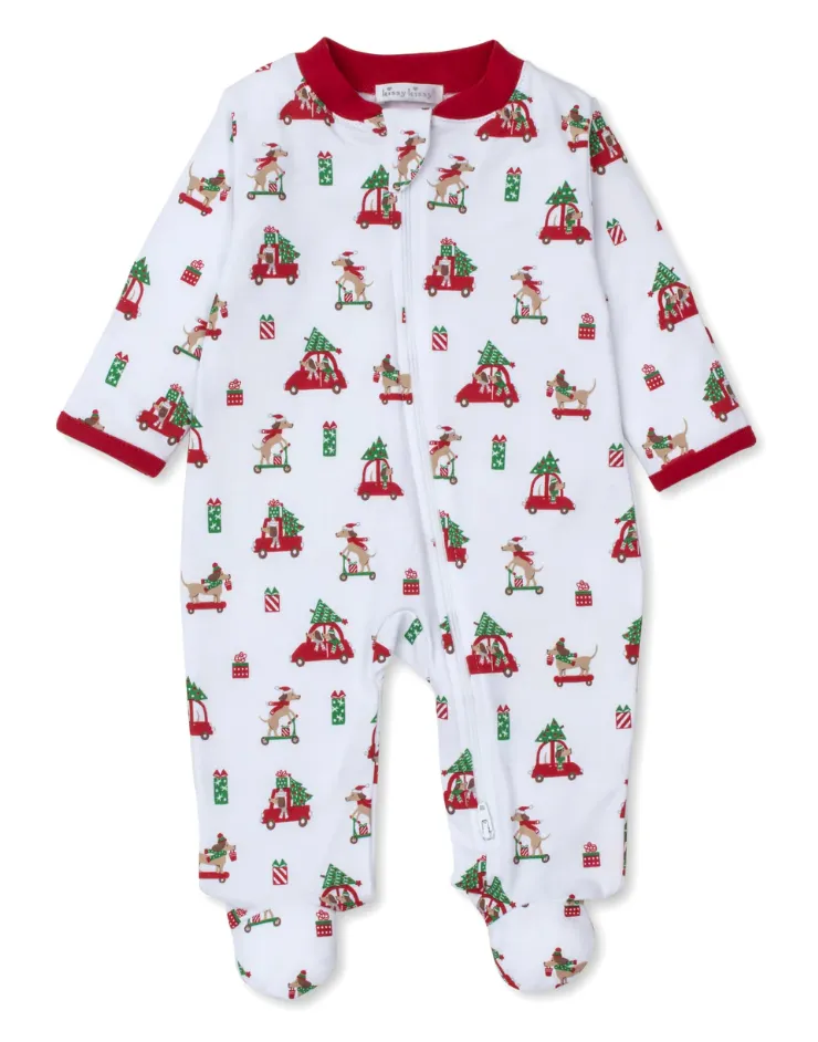 Christmas Pups Footie w/ Zip Prt