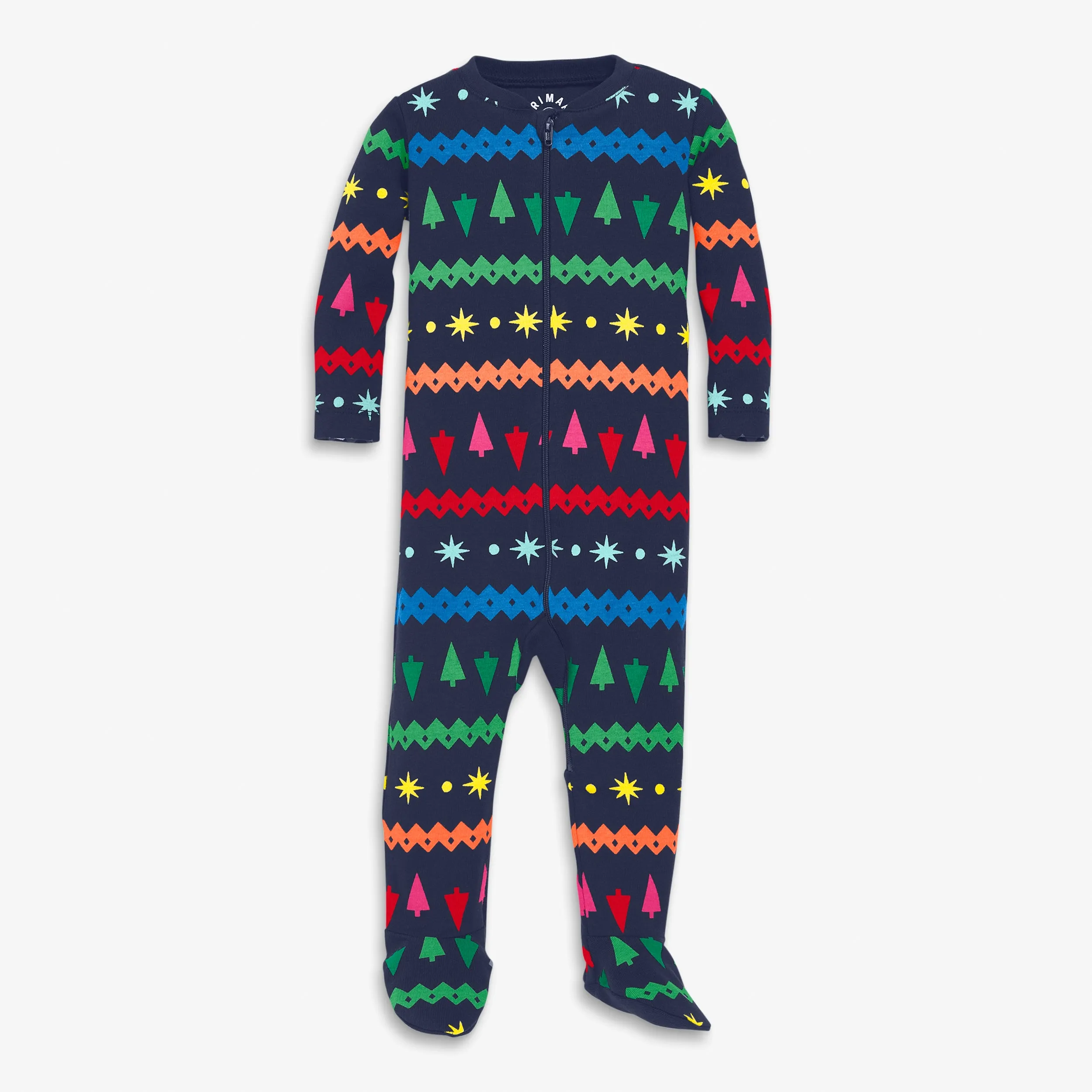 Clearance baby organic zip footie in festive fair isle